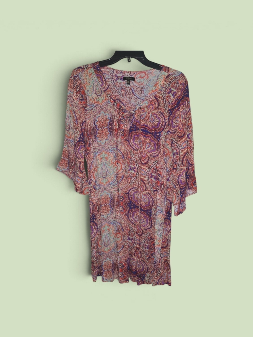 Cupio Red Pink Purple Swirl Print Women's Top